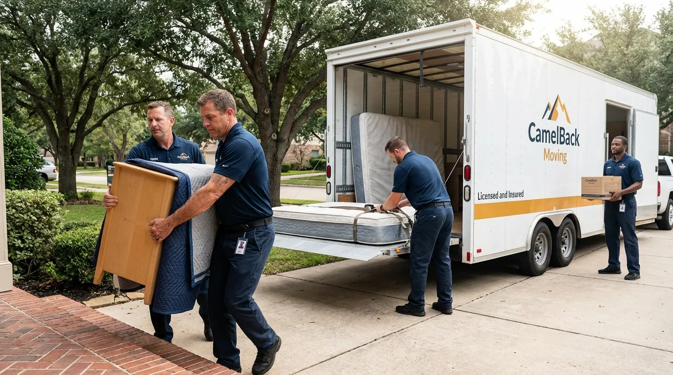 Crew loading residential truck for cross-state move from New Tazewell, TN