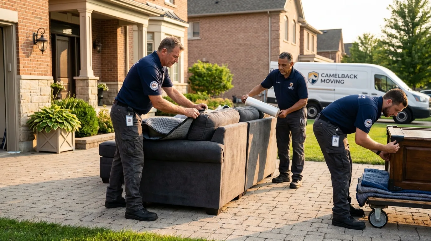 Large estate moving crew wrapping furniture in New Tazewell, TN