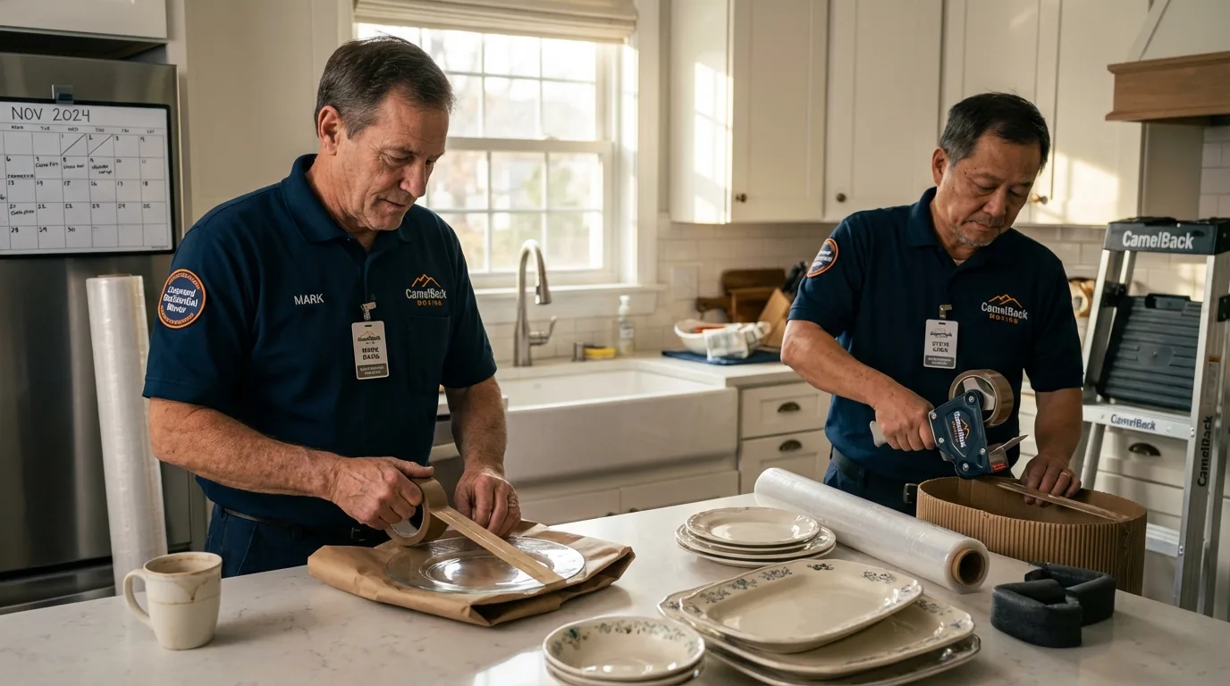 Professional crew packing kitchen dishware in New Tazewell, TN